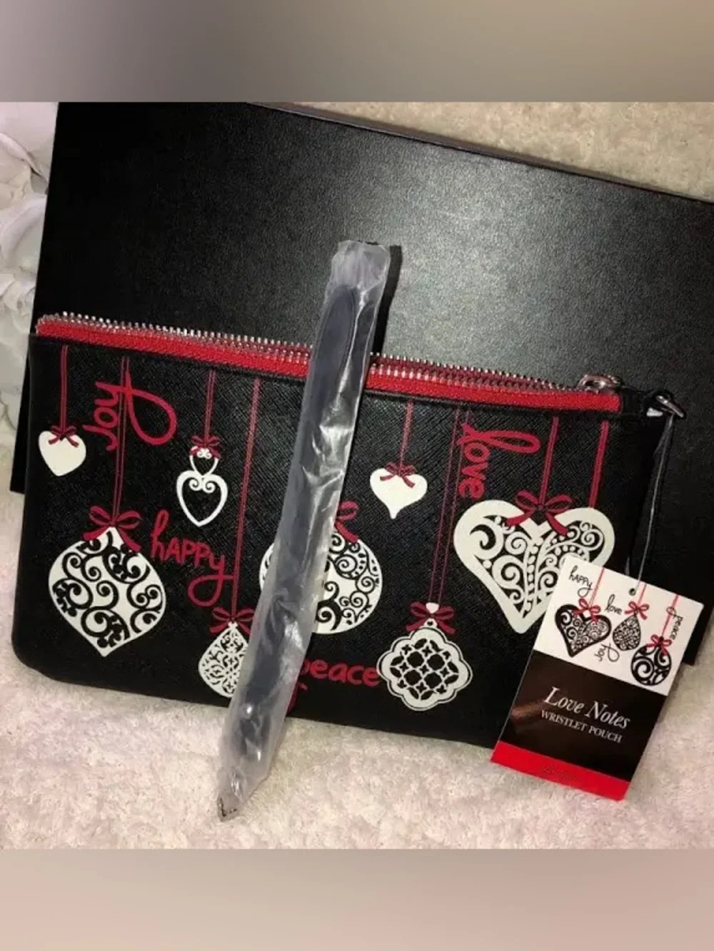 Brighton Love Notes Christmas Ornament Wristlet Cosmetic Bag 8